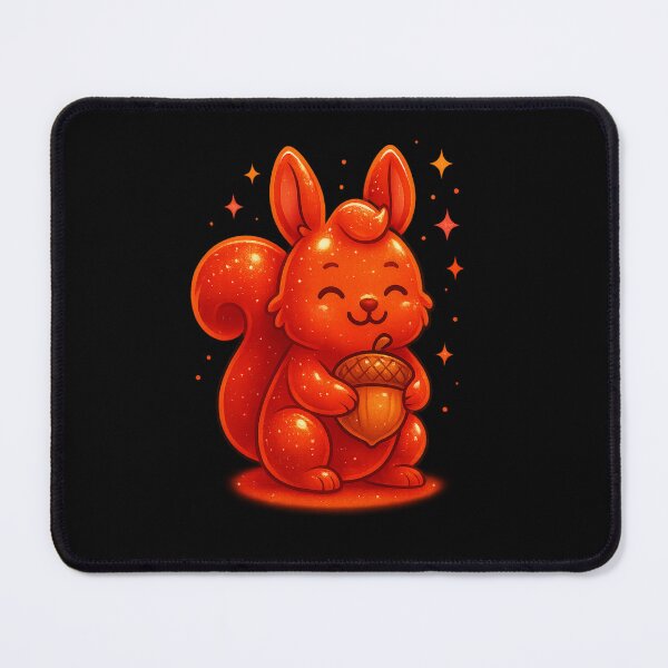 Item preview, Neon Jelly Squirrel – Cute Glowing Orange Kawaii Animal Art designed and sold by GoldenDreamGallery.