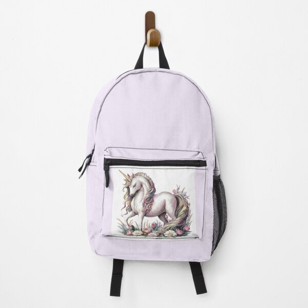 Item preview, T-shirt design, Watercolor depicting a unicorn surrounded by flowers designed and sold by gulka8.