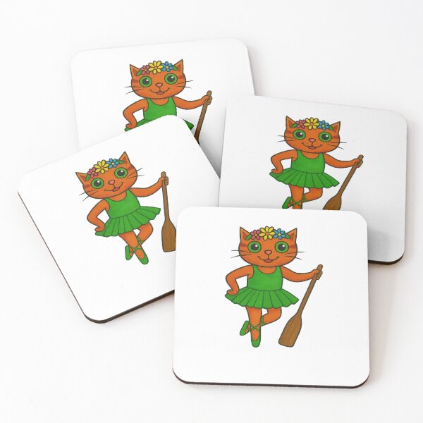 Item preview, Flower Crown Cat Ballerina with Paddle – Cute Cartoon Illustration designed and sold by YokoByIngoErno.