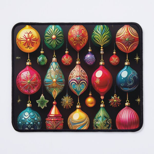 Item preview, Vintage colorful christmas decorations on black designed and sold by Photopat.
