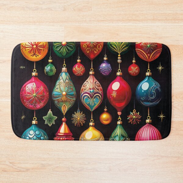 Item preview, Vintage colorful christmas decorations on black designed and sold by Photopat.
