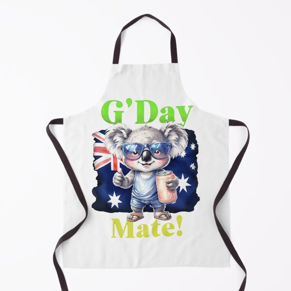 Item preview, G'Day Mate Koala with Flag & Beer - Funny Aussie Day Mascot designed and sold by ArtisticDesignsbyLinda.