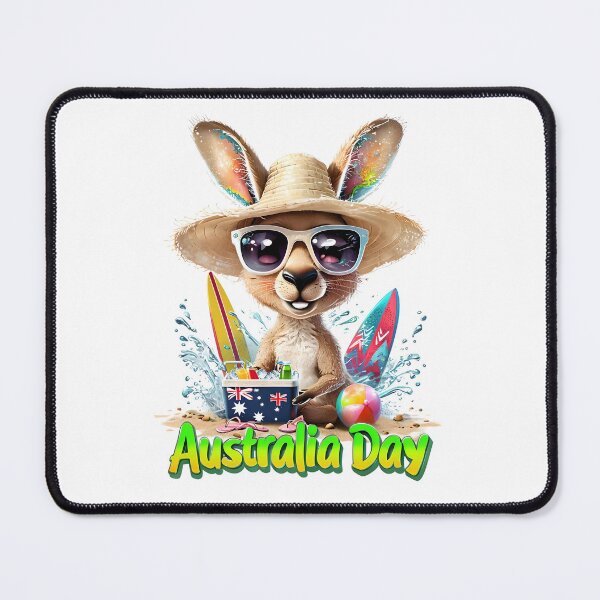 Item preview, Cheerful Kangaroo on Beach - Dynamic Australia Day Celebration designed and sold by ArtisticDesignsbyLinda.