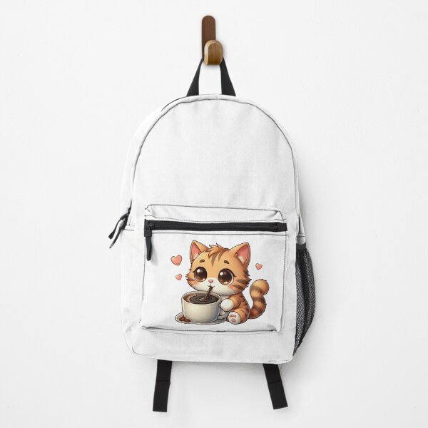 Item preview, Cute Coffee Kitty With Hearts – Kawaii Cat Drinking Coffee Cup designed and sold by Lulunza.