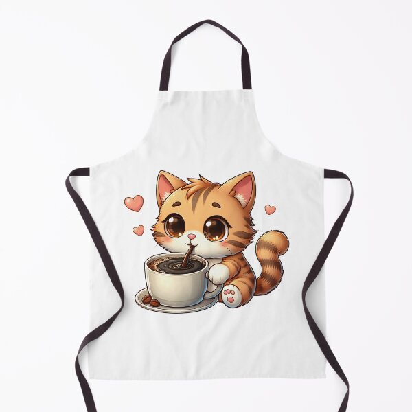 Item preview, Cute Coffee Kitty With Hearts – Kawaii Cat Drinking Coffee Cup designed and sold by Lulunza.