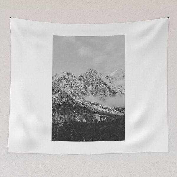 Item preview, Snowy Mountain Range Black and White Photographic Print designed and sold by Mother-Nature65.