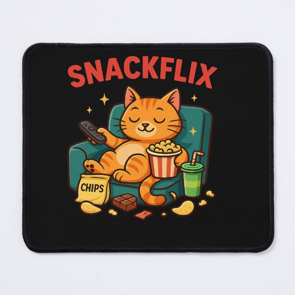 Item preview, Snackflix – Chilling Cat with Snacks & Remote designed and sold by MOAVE-Design.