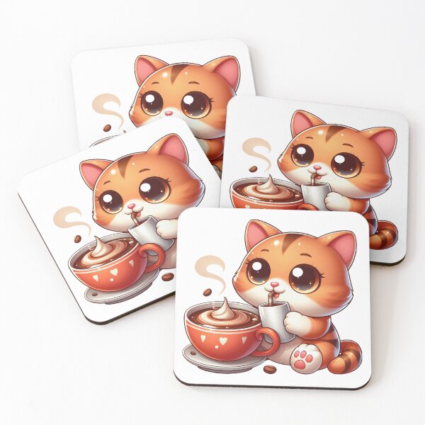 Item preview, Cute Cat With Creamy Coffee – Kawaii Coffee Lover Kitty designed and sold by Lulunza.