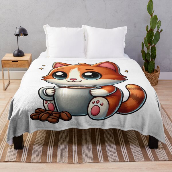 Item preview, Cute Coffee Cat Holding Mug – Kawaii Kitty Café Vibes designed and sold by Lulunza.