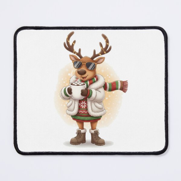 Item preview, Cool Reindeer in Christmas Sweater with Hot Cocoa and Sunglasses designed and sold by designwiss.