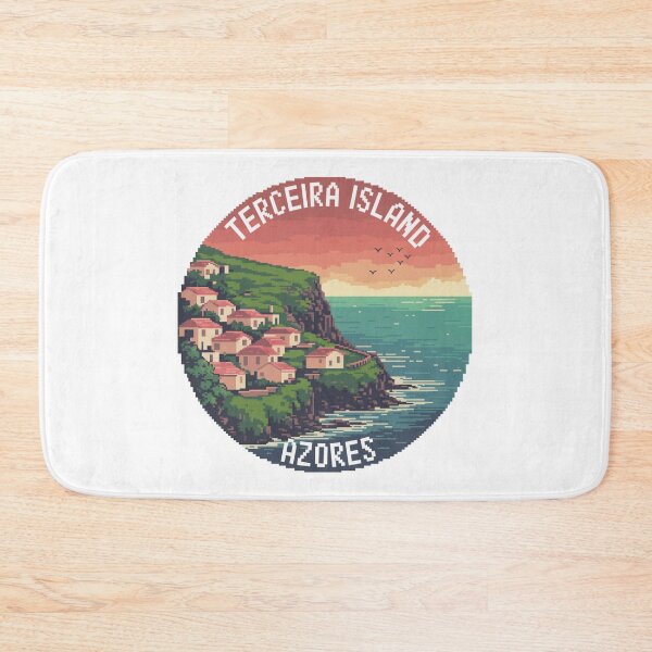 Item preview, Terceira Island Azores – Retro Pixel Cliffside Village & Ocean View designed and sold by CircinusStore.