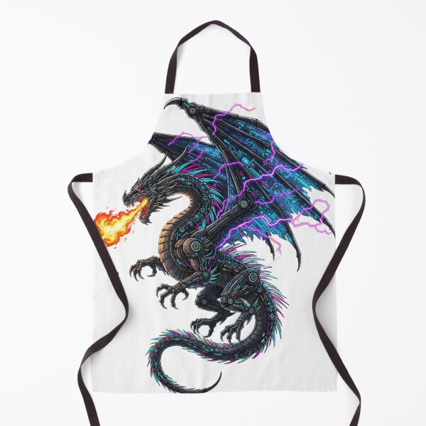 Item preview, Cybernetic Dragon with Neon Circuit Wings Breathing Fire designed and sold by newvisionart191.