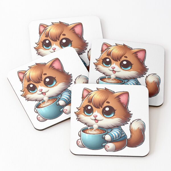 Item preview, Cozy Coffee Cat in Sweater – Cute Kawaii Latte Kitty designed and sold by Lulunza.