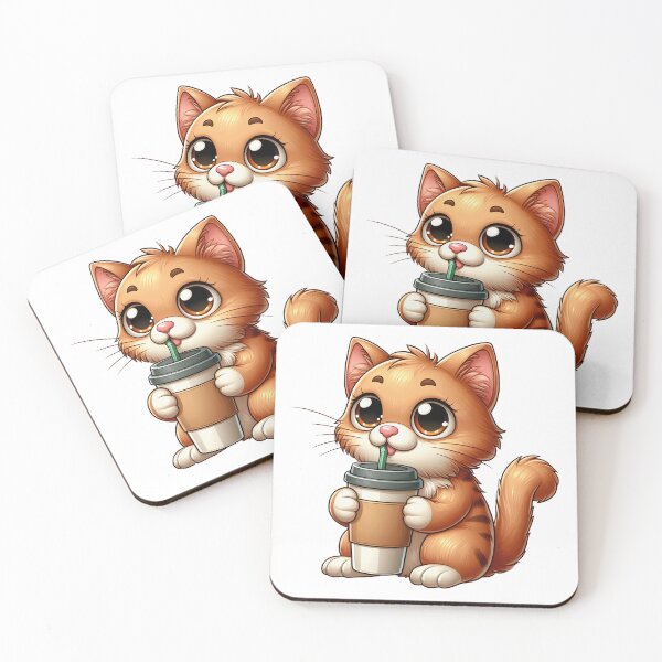 Item preview, Cute Cat With Takeaway Coffee – Kawaii Coffee Lover Kitty designed and sold by Lulunza.