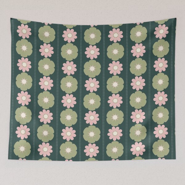 Item preview, Retro floral pattern in green designed and sold by SaryandSaff.