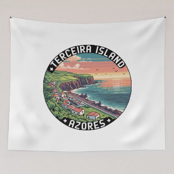 Item preview, Terceira Island Azores – Pixel Art Coastal Cliffs & Village View designed and sold by CircinusStore.