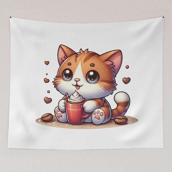 Item preview, Kawaii Cat With Whipped Coffee – Cute Cozy Coffee Kitty designed and sold by Lulunza.