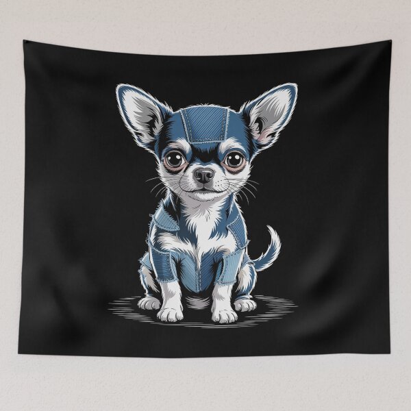 Item preview, Chihuahua Dog Blue Denim designed and sold by TorjeARTStore.