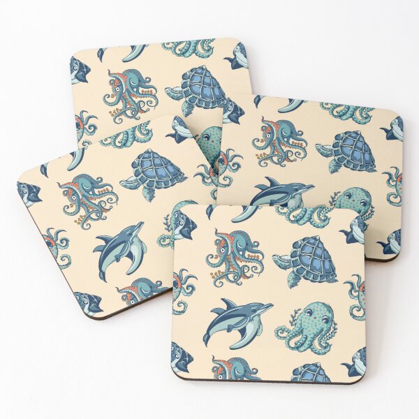 Item preview, Vivid and whimsical seamless pattern ,with sea creatures. Sketch, The pattern includes a variety of marine life such as dolphins, turtles, jellyfish, and coral reefs, designed and sold by gulka8.