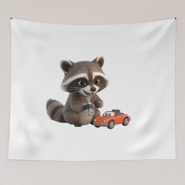 Item preview, Cute Raccoon Fixing Toy Car designed and sold by raccoonmerch.
