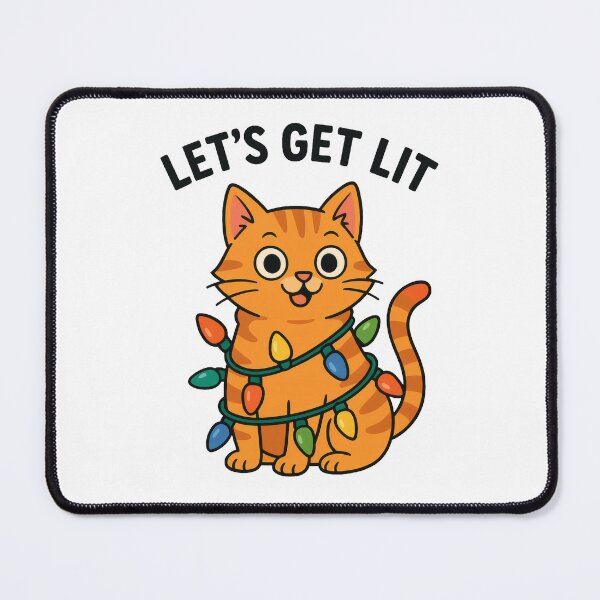 Item preview, Let’s Get Lit – Funny Christmas Cat with Lights designed and sold by Ombrya.