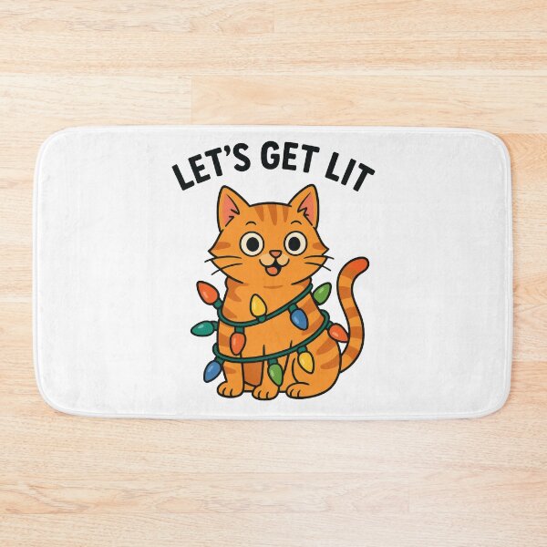 Item preview, Let’s Get Lit – Funny Christmas Cat with Lights designed and sold by Ombrya.