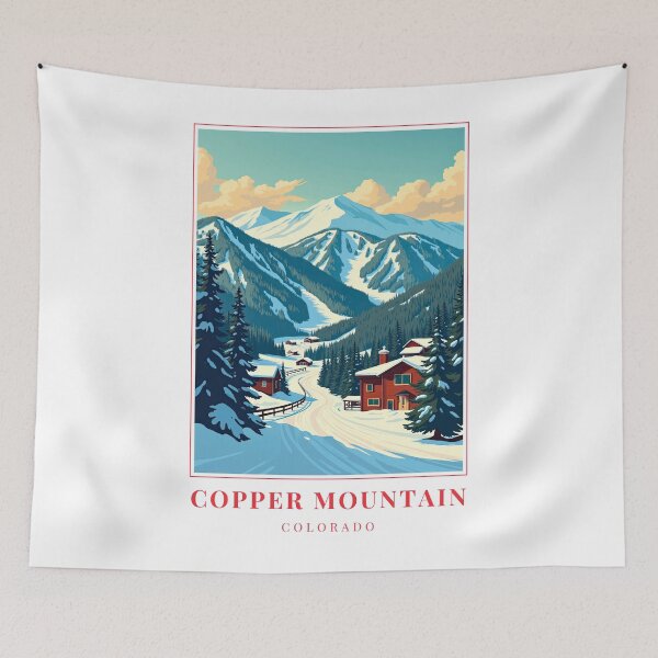 Item preview, Copper Mountain Colorado Illustration – Ski Slopes, Rocky Peaks & Cultural Landscape designed and sold by MapMyMiles.