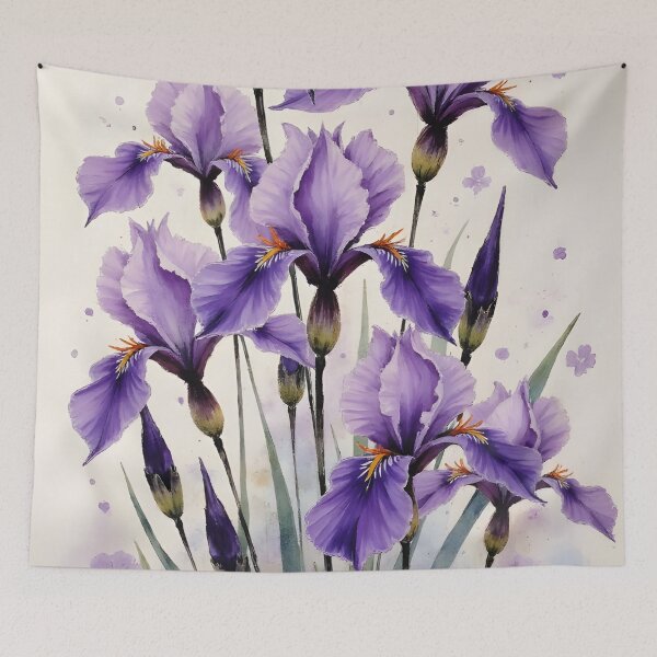 Artikelvorschau, Aquarellmalerei von Irisblüten entworfen und verkauft von Petalandfur.