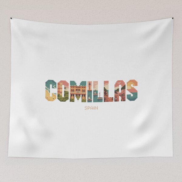 Item preview, Comillas Spain Letter Art – Coastal Pixel Illustration designed and sold by CircinusStore.