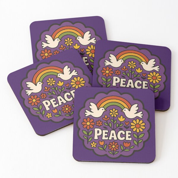 Item preview, Peace Doves Purple Meadow Harmony – Scandinavian Folk Art by heidiannemorris © designed and sold by FOLK ART FUSION by heidiannemorris.