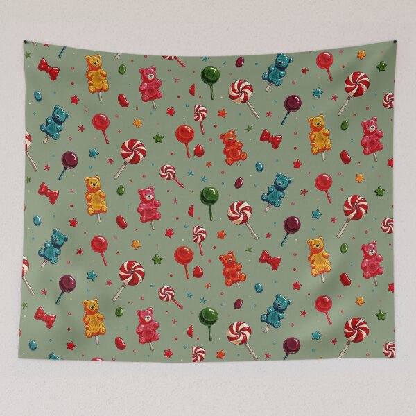 Item preview, Gummy Bear and Lollipop Sweet Candy Pattern designed and sold by Hen-C-Art.
