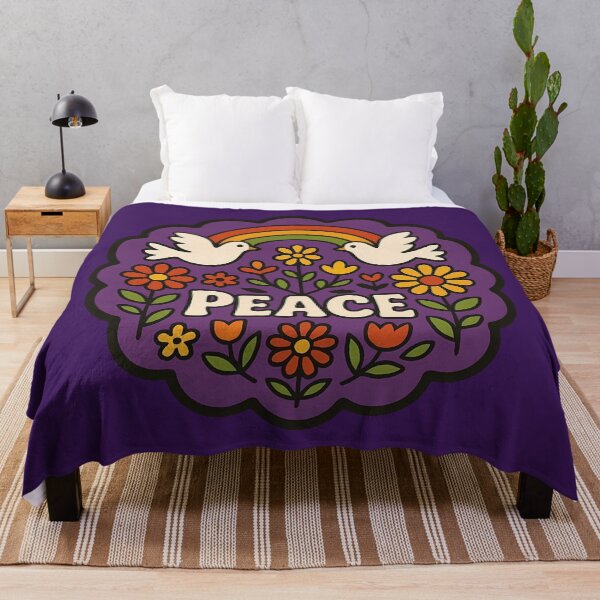 Item preview, Peace Doves Purple Meadow Harmony – Scandinavian Folk Art by heidiannemorris © designed and sold by FOLK ART FUSION by heidiannemorris.