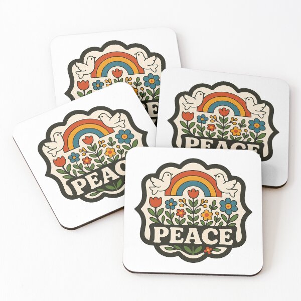 Item preview, Peace Garden Rainbow Gentle Doves – Scandinavian Folk Art by heidiannemorris © designed and sold by FOLK ART FUSION by heidiannemorris.