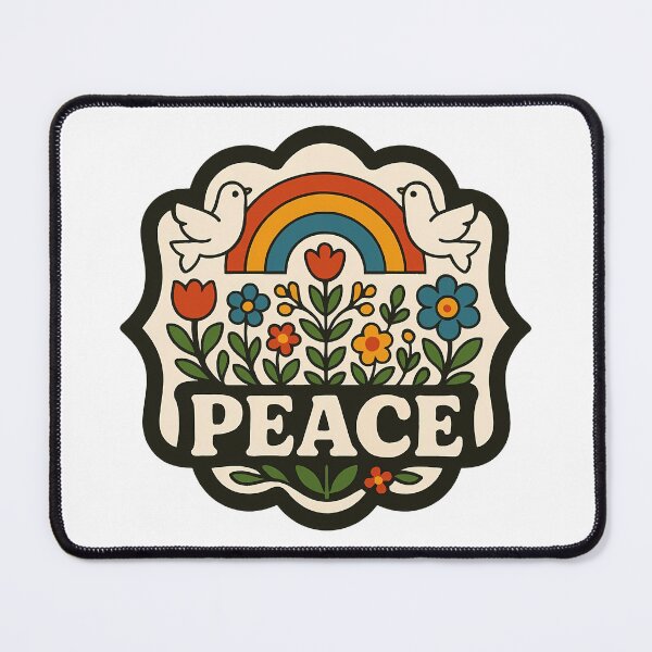 Item preview, Peace Garden Rainbow Gentle Doves – Scandinavian Folk Art by heidiannemorris © designed and sold by FOLK ART FUSION by heidiannemorris.