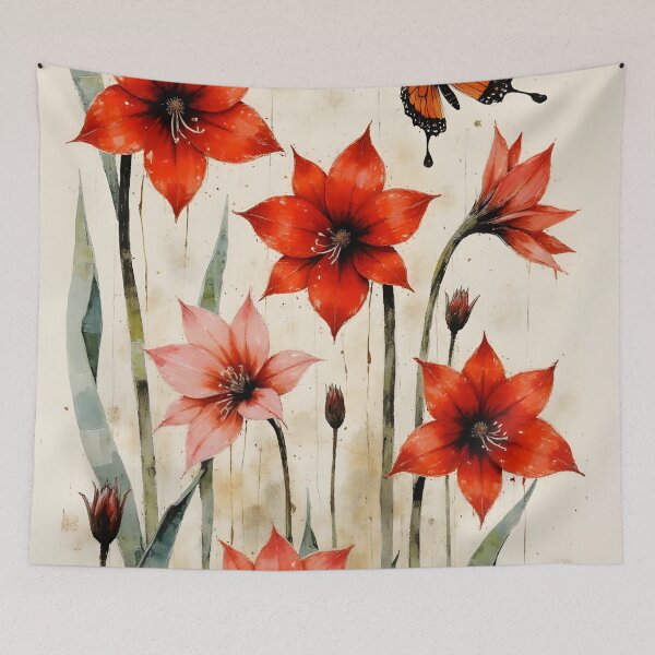 Item preview, Watercolor painting of Amaryllis Flowers designed and sold by Petalandfur.