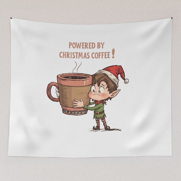 Item preview, Powered by Christmas Coffee – Cute Elf Holiday Humor Design designed and sold by HeavyFeatherz.