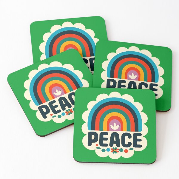 Item preview, Peace Retro Rainbow Calm Bloom – Scandinavian Folk Art by heidiannemorris © designed and sold by FOLK ART FUSION by heidiannemorris.