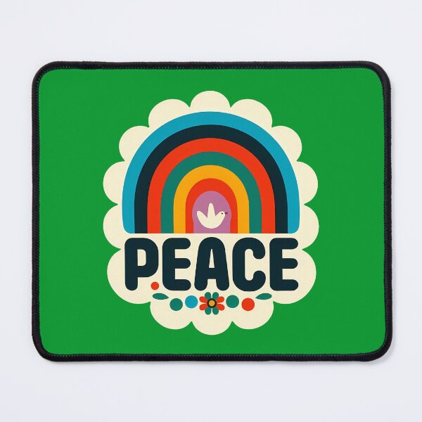 Item preview, Peace Retro Rainbow Calm Bloom – Scandinavian Folk Art by heidiannemorris © designed and sold by FOLK ART FUSION by heidiannemorris.