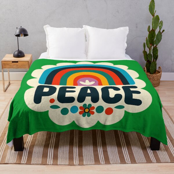 Item preview, Peace Retro Rainbow Calm Bloom – Scandinavian Folk Art by heidiannemorris © designed and sold by FOLK ART FUSION by heidiannemorris.