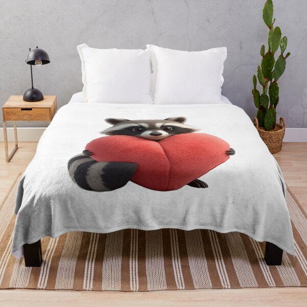 Item preview, Cute Raccoon Hugging a Big Heart Pillow designed and sold by raccoonmerch.
