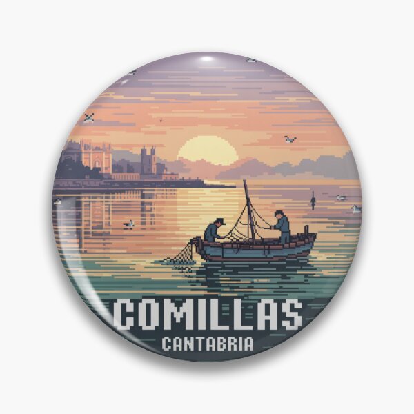 Item preview, Comillas Cantabria Sunset Fishermen Pixel Art designed and sold by CircinusStore.