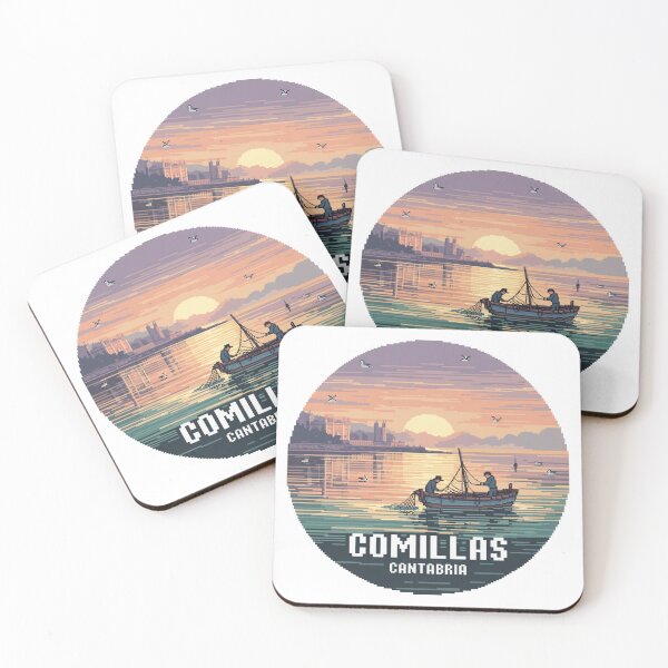 Item preview, Comillas Cantabria Sunset Fishermen Pixel Art designed and sold by CircinusStore.