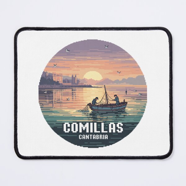 Item preview, Comillas Cantabria Sunset Fishermen Pixel Art designed and sold by CircinusStore.