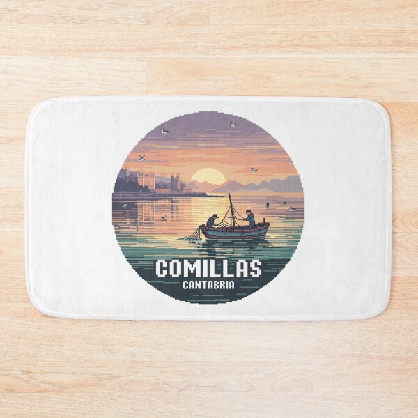 Item preview, Comillas Cantabria Sunset Fishermen Pixel Art designed and sold by CircinusStore.