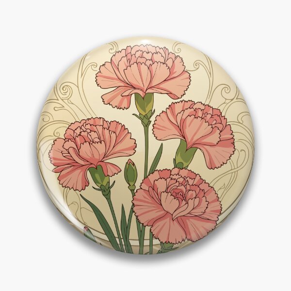 Item preview, January Birthday Pink Carnation Flowers Art Nouveau Style designed and sold by taiche.