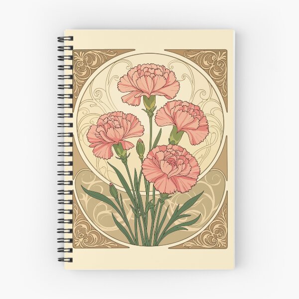 Item preview, January Birthday Pink Carnation Flowers Art Nouveau Style designed and sold by taiche.