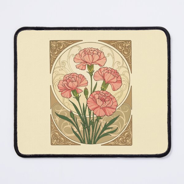 Item preview, January Birthday Pink Carnation Flowers Art Nouveau Style designed and sold by taiche.