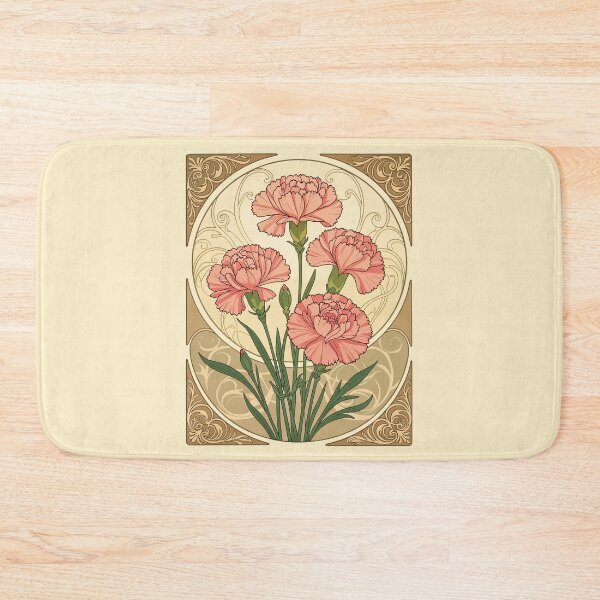 Item preview, January Birthday Pink Carnation Flowers Art Nouveau Style designed and sold by taiche.