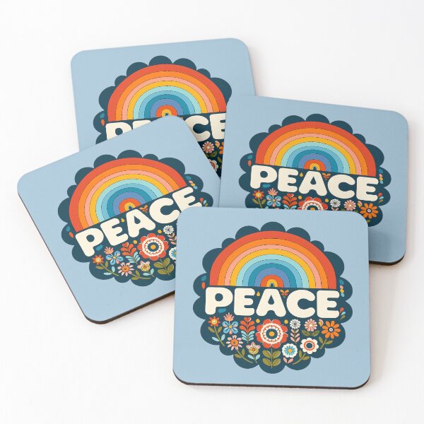 Item preview, Peace Deep Rainbow Woodland Blossoms – Scandinavian Folk Art by heidiannemorris © designed and sold by FOLK ART FUSION by heidiannemorris.