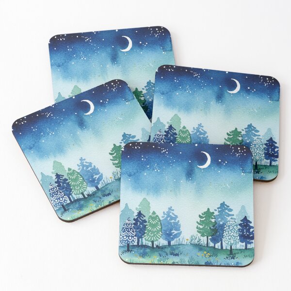 Item preview, Coniferous forest under a starry sky designed and sold by Design4uStudio.